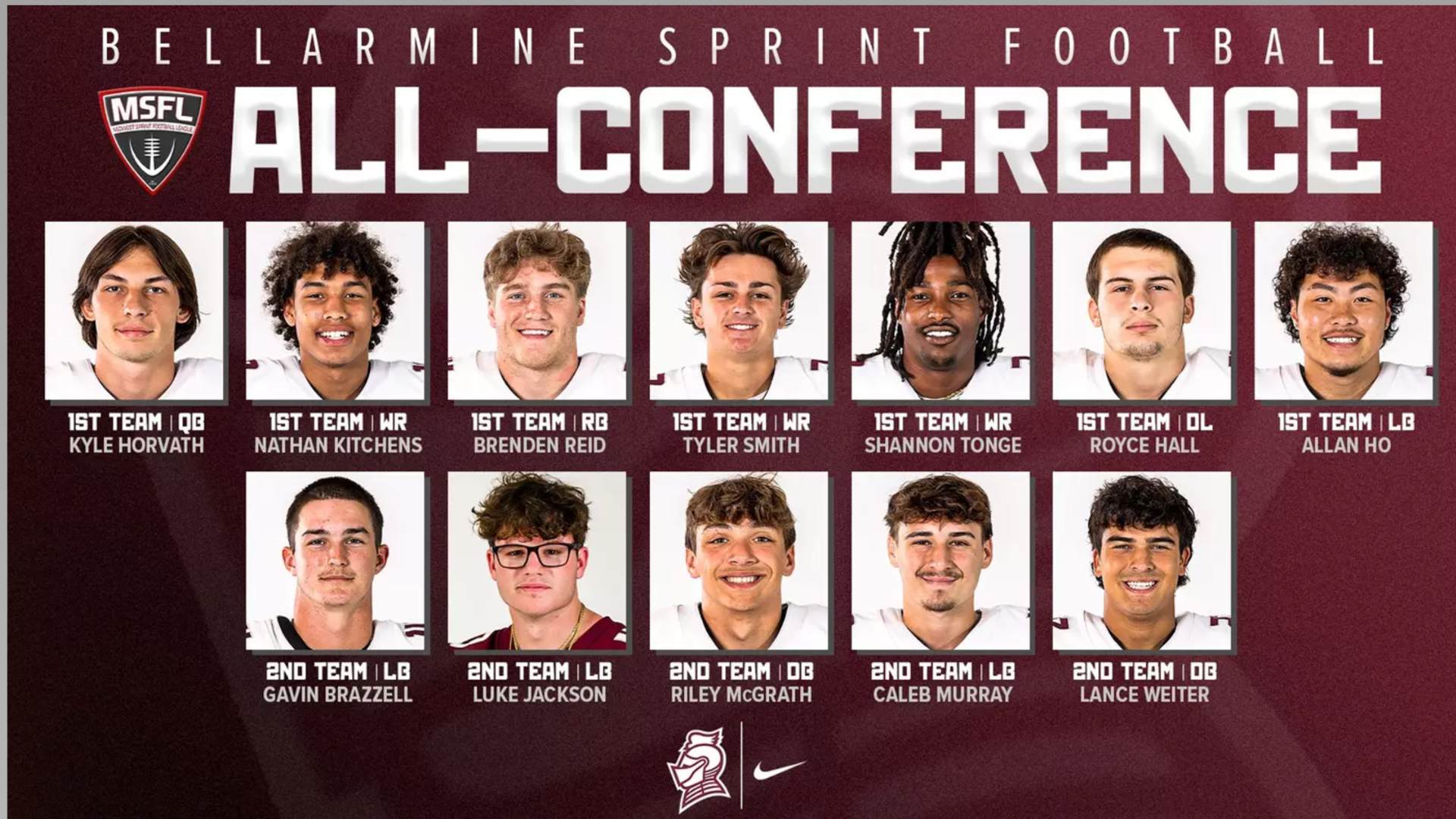 Bellarmine Has 12 Receive MSFL Postseason Honors
