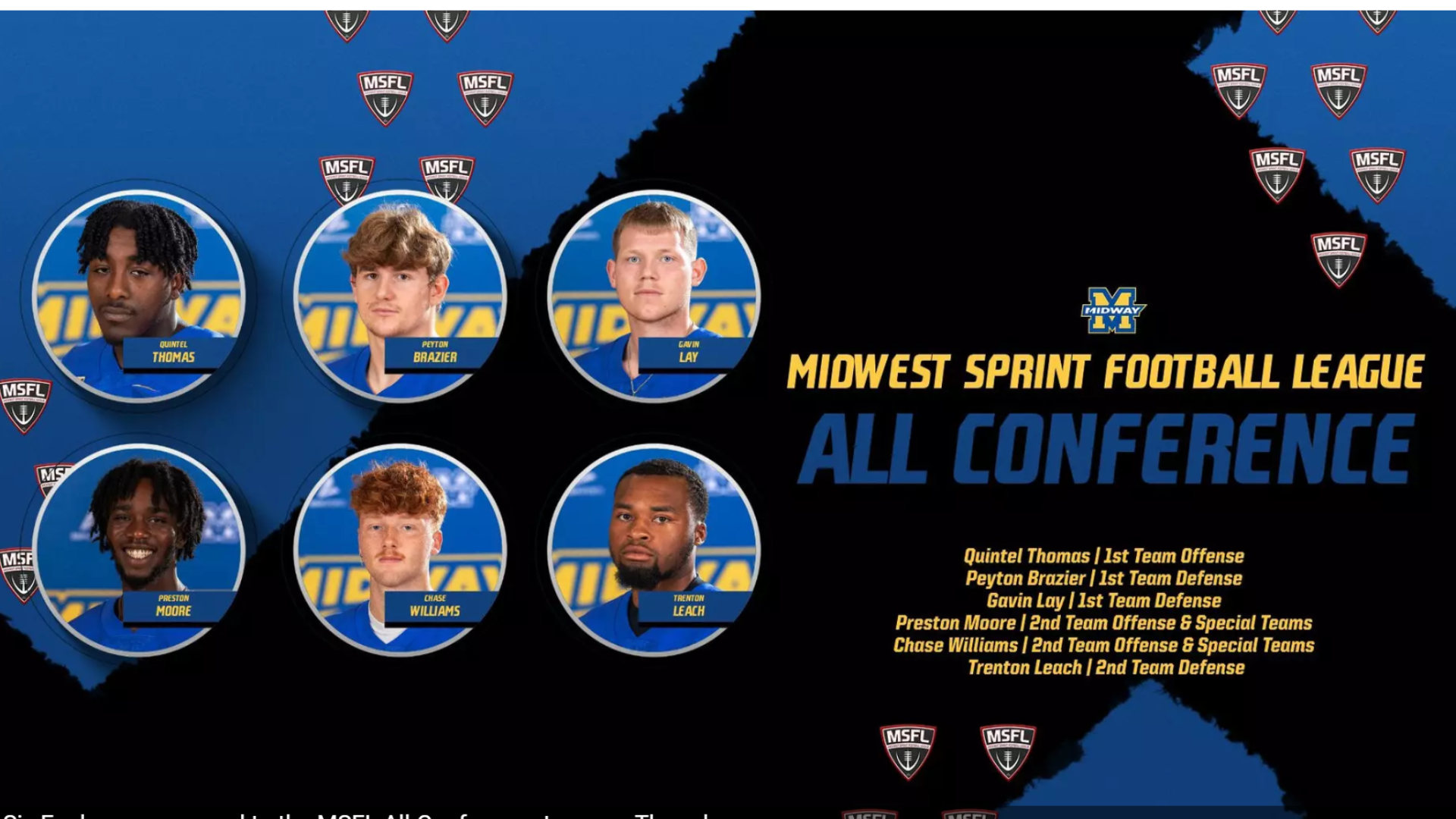 Midway Earns Six All-MSFL Selections