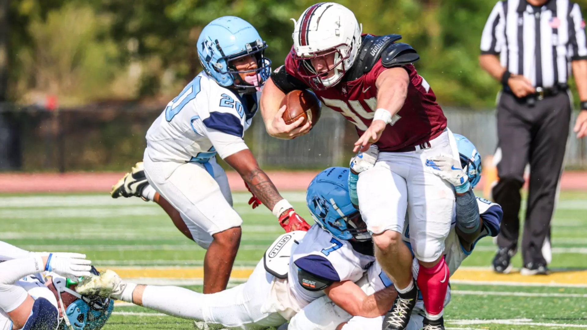 Reid rushes for 200 yards, 2 TDs as sprint football routs Oakland City on Senior Day 45-7