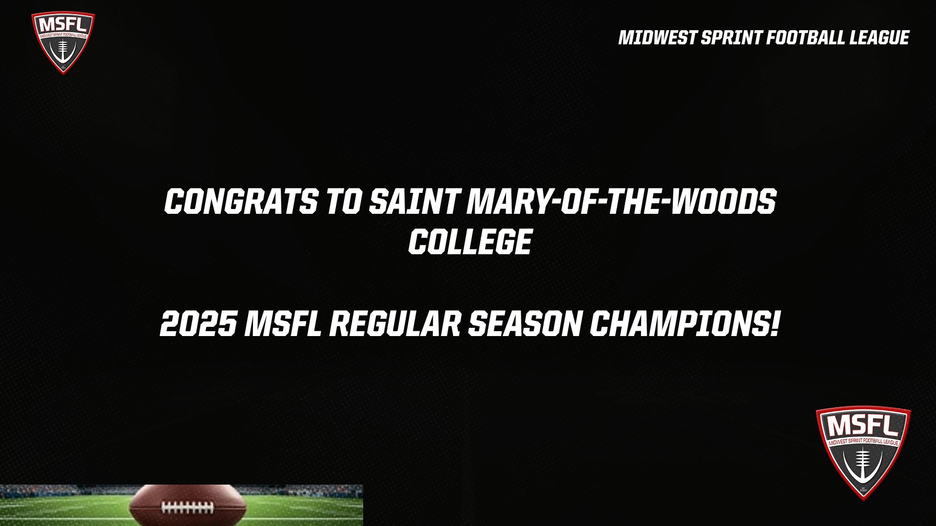 St. Mary-of-the-Woods Clinches MSFL Regular Season Title with 35&ndash;7 Win; Playoff Bracket Set